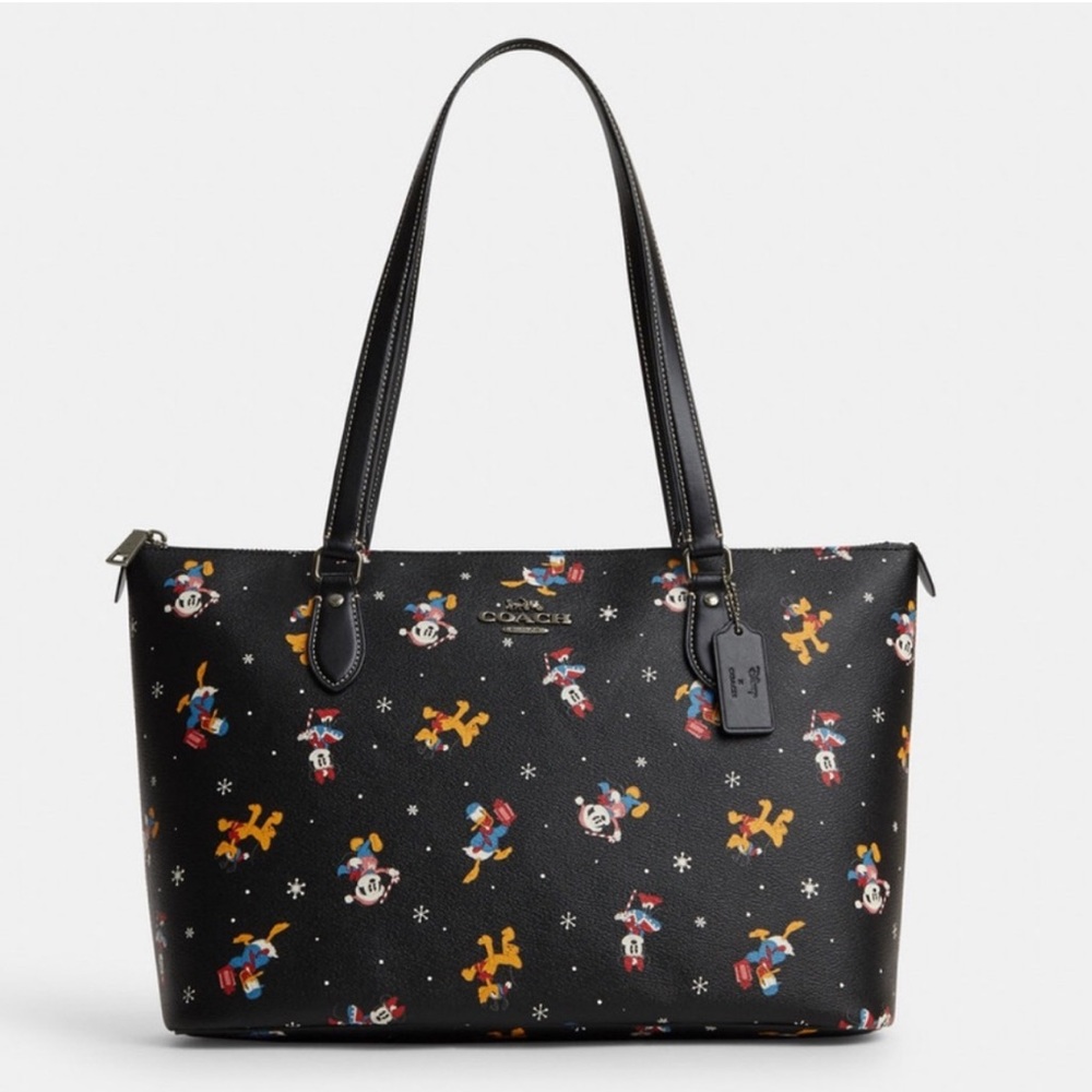 Disney X Coach Gallery Tote With Holiday Print